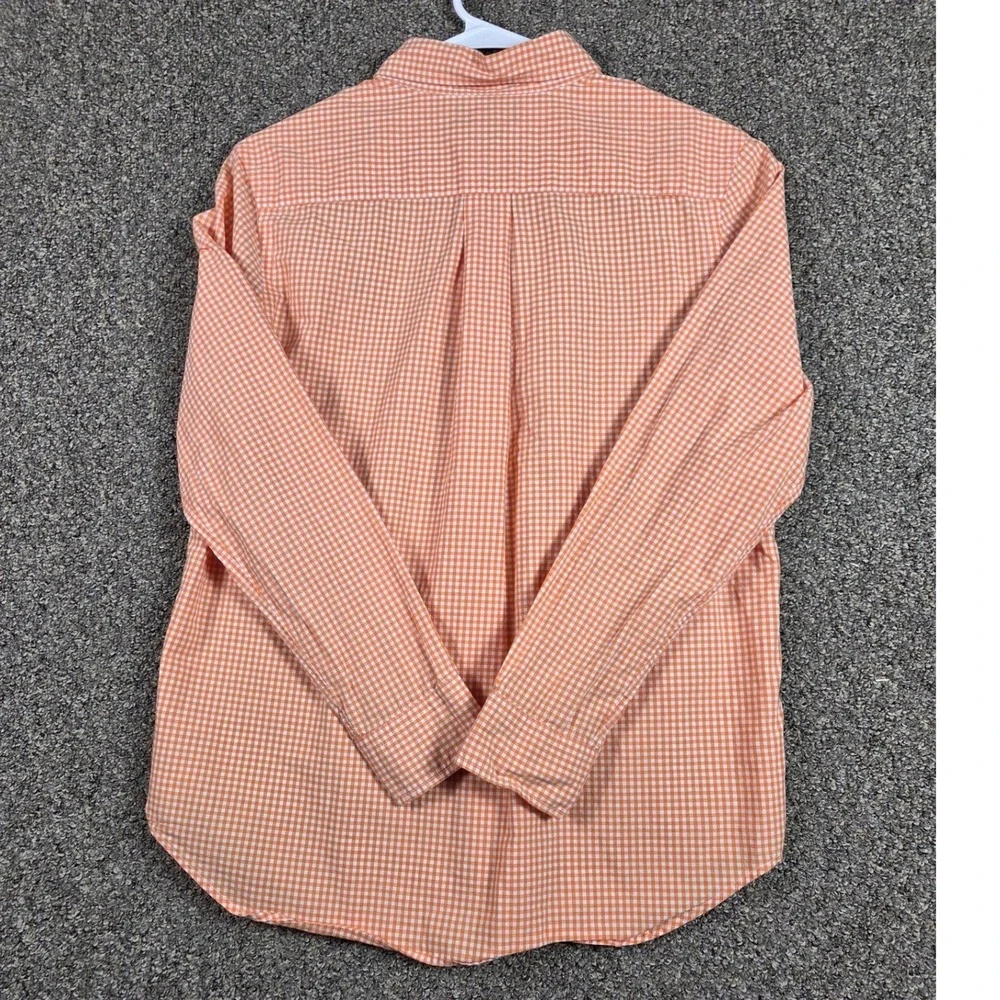 Polo Ralph Lauren Button Down Shirt Mens L Orange Gingham Cotton Pony 0414‎